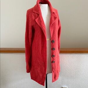 Free people orange wool cardigan jacket coat oversized knit trench